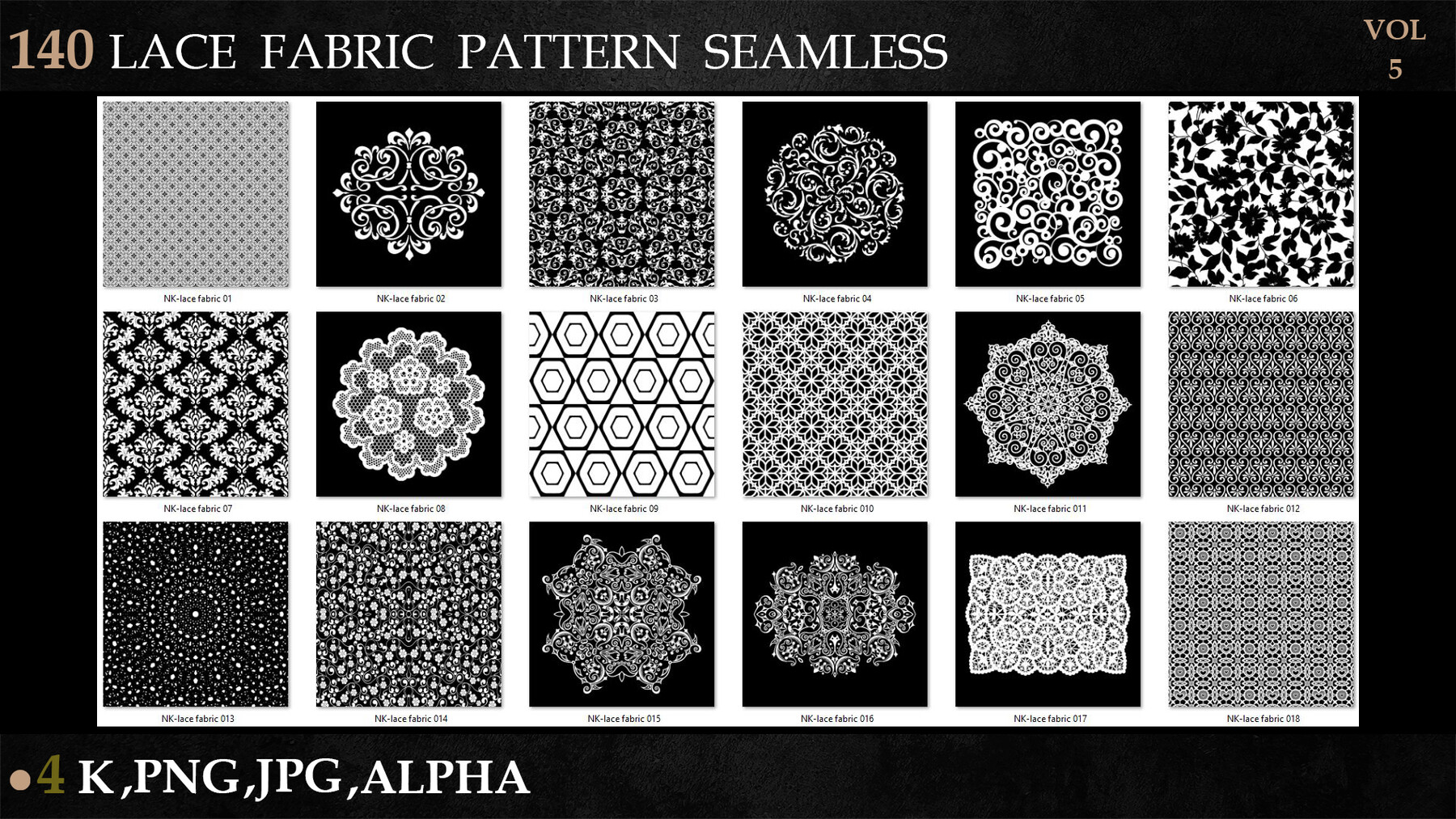 ArtStation - ALPHAS - SEAMLESS LACE FABRIC - PACK 1