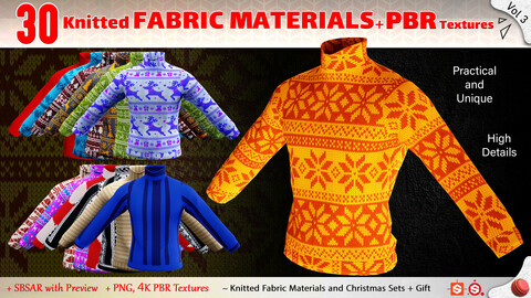 30 Knitted Fabric Materials + PBR Textures (Practical & Unique) - Vol 3
