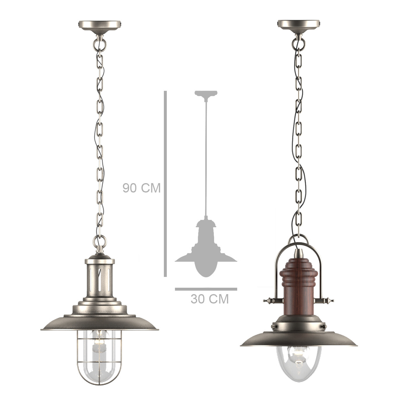 chrome fisherman's pendant light