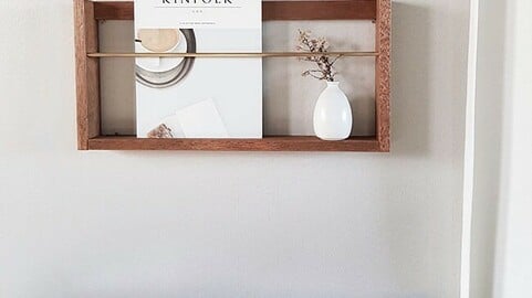 Wood Bookshelf Magazine Rack Wall