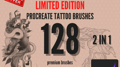 Procreate Tattoo set Stamps Brushes | 2 in 1 Brush Pack | Tattoo Stencil Brushes | Tattoo stamp | Limited Edition
