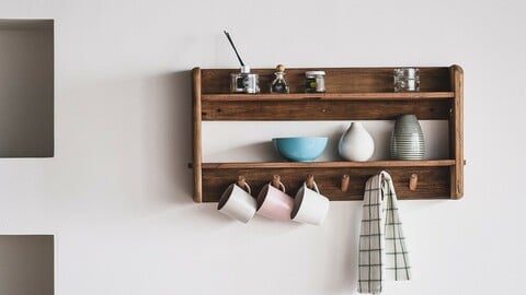 Kraft Wall Mounted Vintage Wood Shelf D