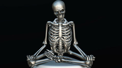 Meditating Evil Skeleton, 3d printable (Thin and Thick versions.) Base detachable.