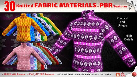 30 Knitted Fabric Materials + PBR Textures (Practical & Unique) - Vol 4
