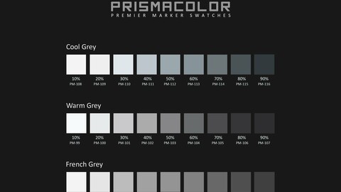 Prismacolor Premier Marker Swatches - The Grey Collection