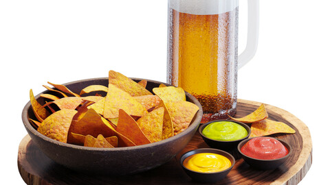 3D Model / Food Set 09 / Chips and Beer