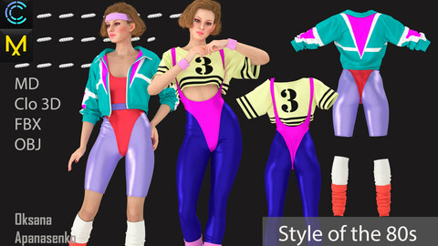 Style of the 80s. Clo 3D/MD project + OBJ, FBX files