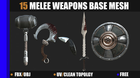 15 Melee Weapons Base Mesh