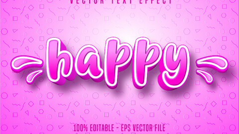 Happy text, cartoon style editable text effect