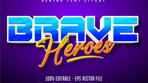 Brave heroes text, cartoon style editable text effect