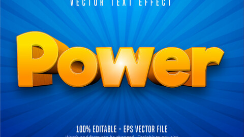 Power text, cartoon style editable text effect