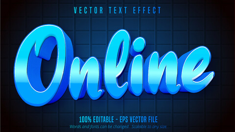 Online text, blue color game style editable text effect