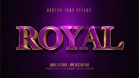 Royal text, purple color and shiny gold style editable text effect