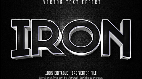 Iron text, metallic silver style editable text effect