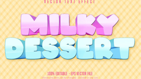 Milky dessert text, cartoon style editable text effect