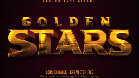 Golden stars text, shiny golden style editable text effect