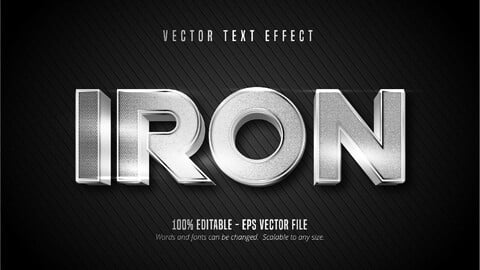 Iron text, silver color metallic style editable text effect