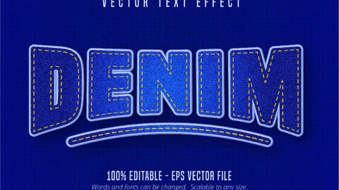 Denim text, realistic denim style editable text effect