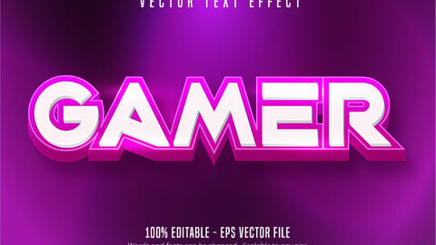 Gamer text, cartoon style editable text effect