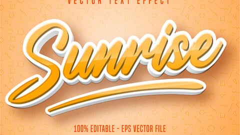 Sunrise text, cartoon style editable text effect