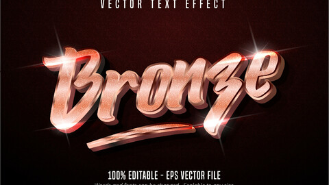 Bronze text, shiny metallic style editable text effect