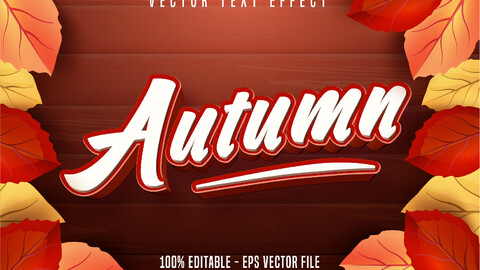 Autumn text, autumn style editable text effect on wooden background