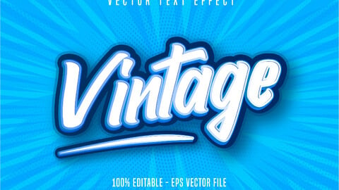 Vintage text, pop art style editable text effect