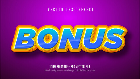 Bonus text, cartoon style editable text effect