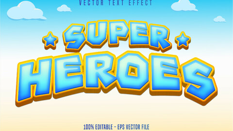 Super heroes text, cartoon style editable text effect