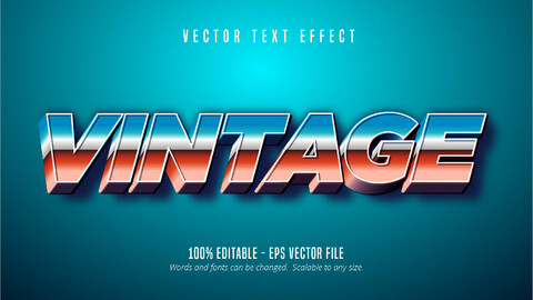 Vintage text, 80's style editable text effect