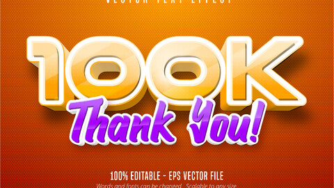 Thank you 100k text, editable text effect