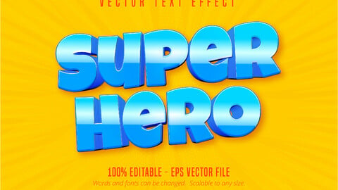 Super hero text, mobile game style editable text effect