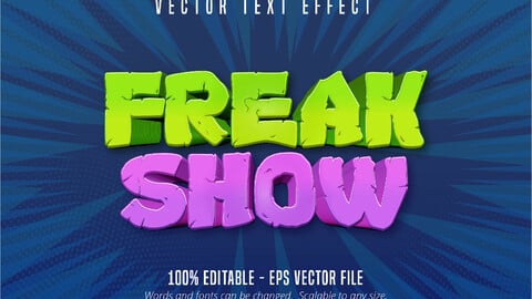 Freak show text, comic style editable text effect