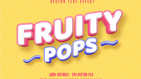 Fruity pops text, 3d pastry style editable font effect