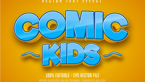 Comic kids text, comic style editable text effect