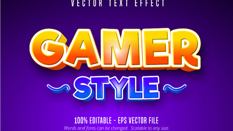 Gamer style text, game style editable text effect