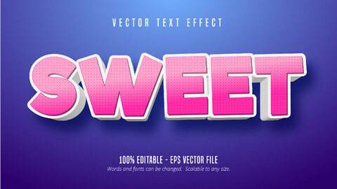 Sweet text, cartoon style editable text effect