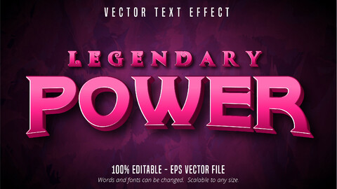 Legendary power text, game style editable text effect