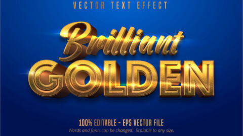 Brilliant golden text, shiny gold style editable text effect