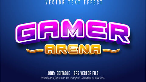 Gamer arena text, game style editable text effect