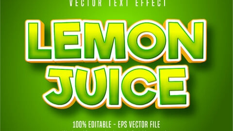 Lemon juice text, green editable text effect