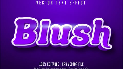 Blush text, shiny purple editable text effect