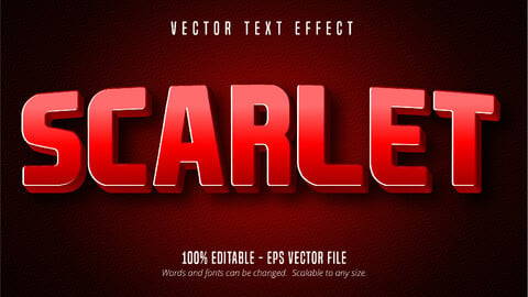 Scarlet text, red color editable text effect