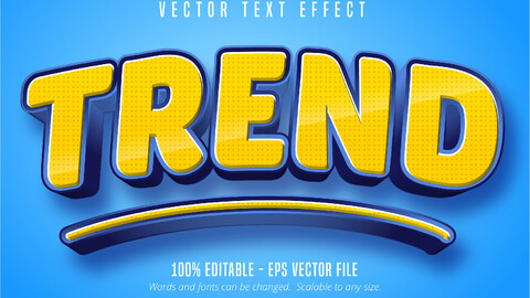 Trend text, cartoon style editable text effect