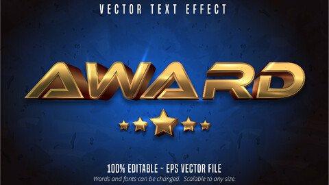 Award text, 3d gold metallic style editable text effect