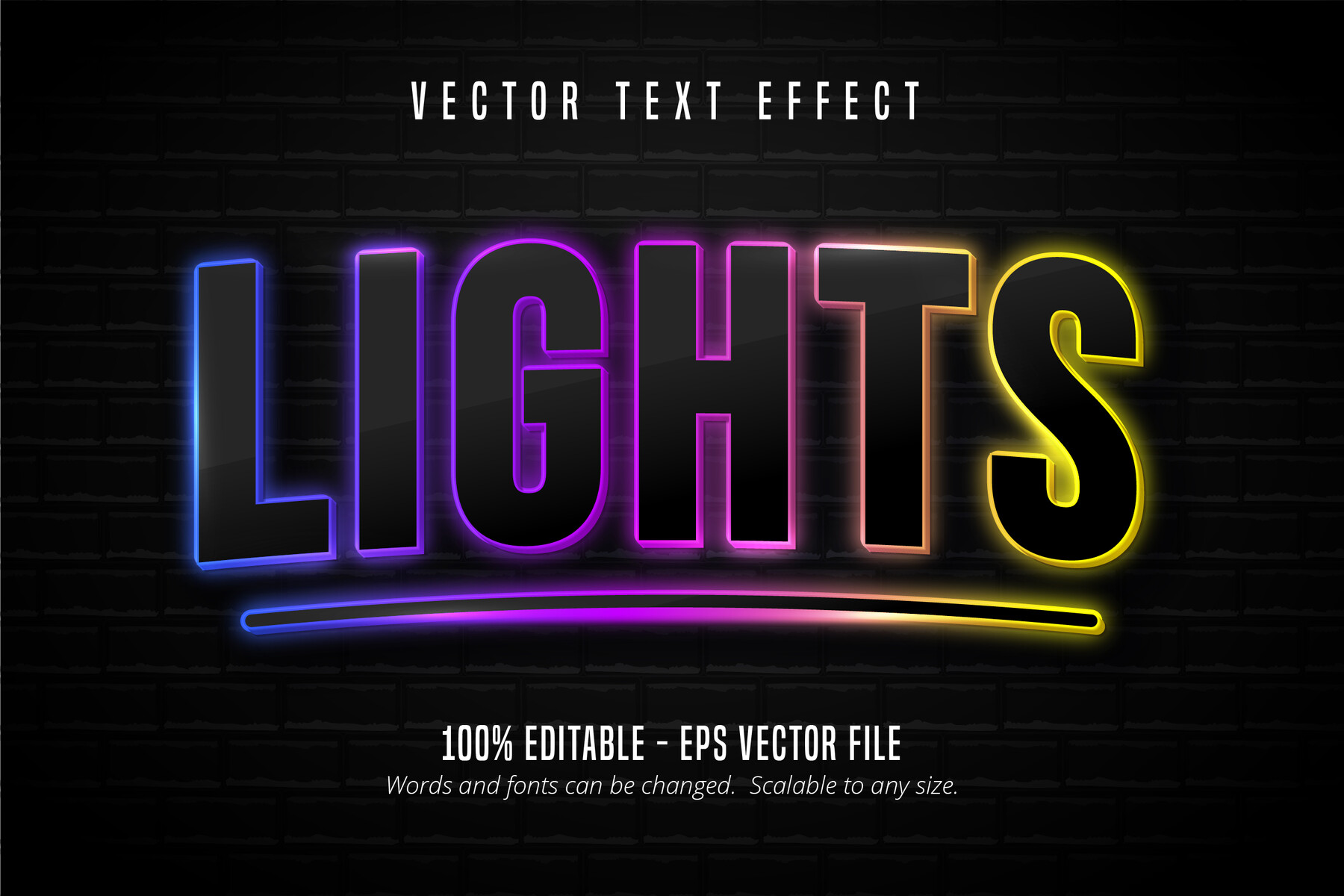 Artstation - Lights Text, Colorful Neon Light Signage Style Editable 