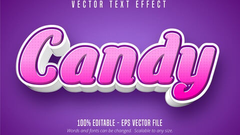 Candy text, 3d editable text effect