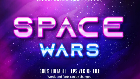 Space war text, neon style editable text effect