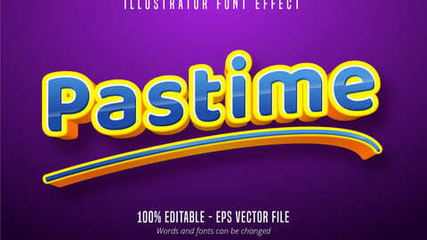 Pastime text, 3d editable text effect