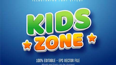 Kids zone text, 3d kids section style editable text effect